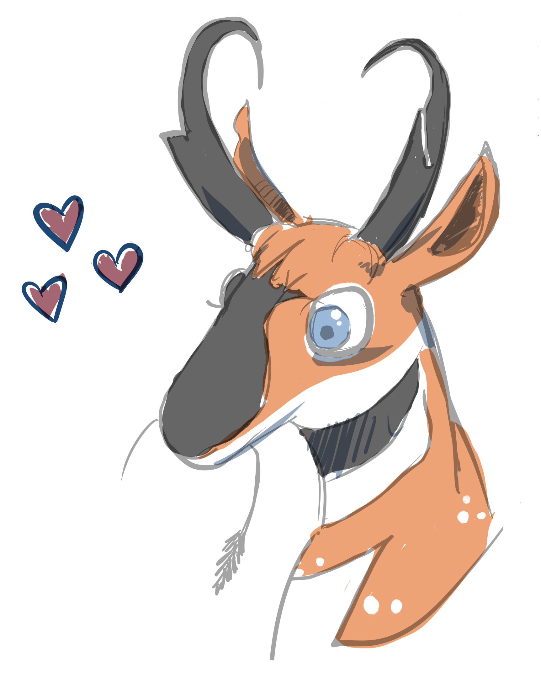 Giraffe Adjacent — Inspired by the pair of derpy pronghorns I saw on my drive back from Medicine Hat today. They are closer to giraffes than any other animal. Huh. The more you know.